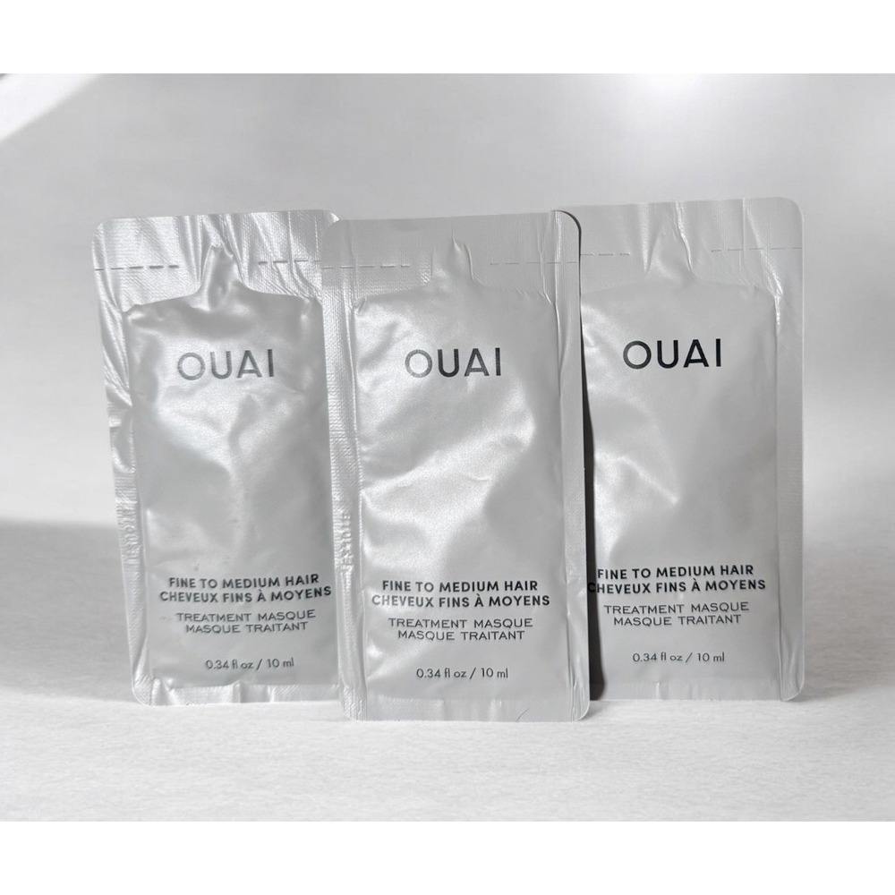 3 Pack OUAI Treatment Mask for Fine & Medium Hair 10ml Travel Size.